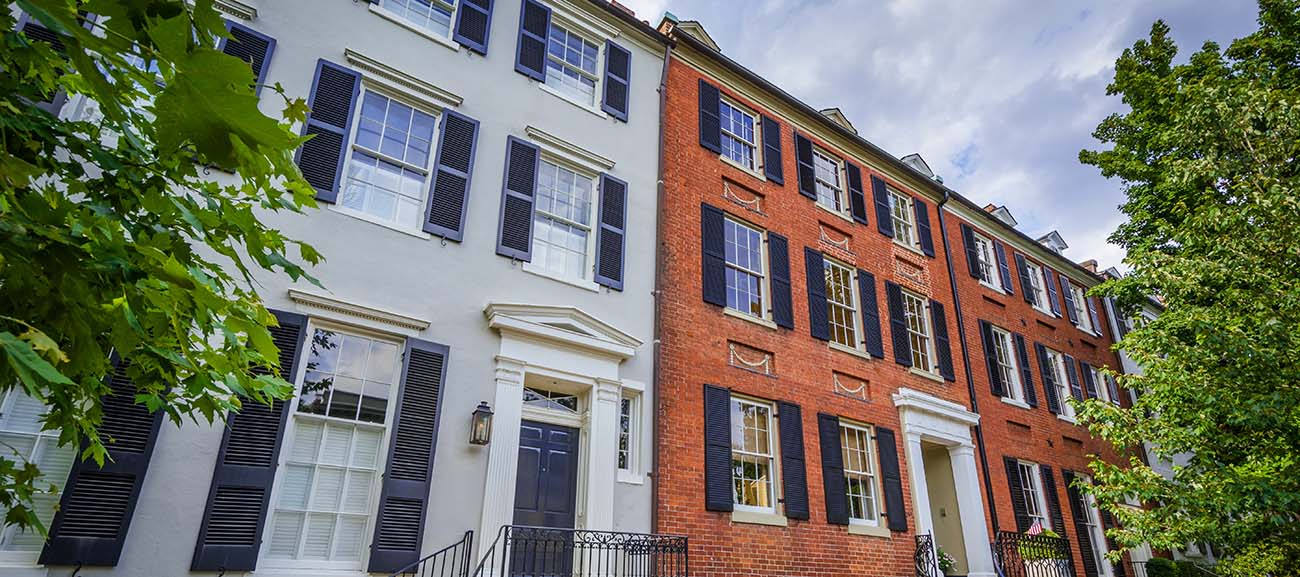Row of brick houses in Washington D.C. seen while preforming home inspection services